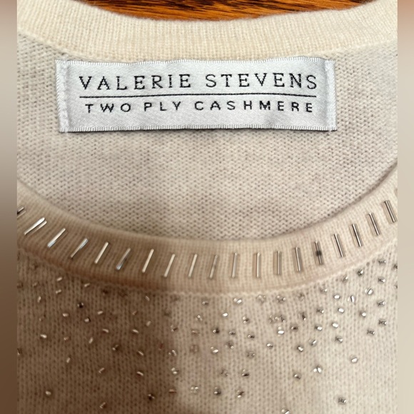 Valerie Steven’s 2 Ply Cashmere Beaded Embellished Sleeveless Sweater Size XL - Picture 12 of 13